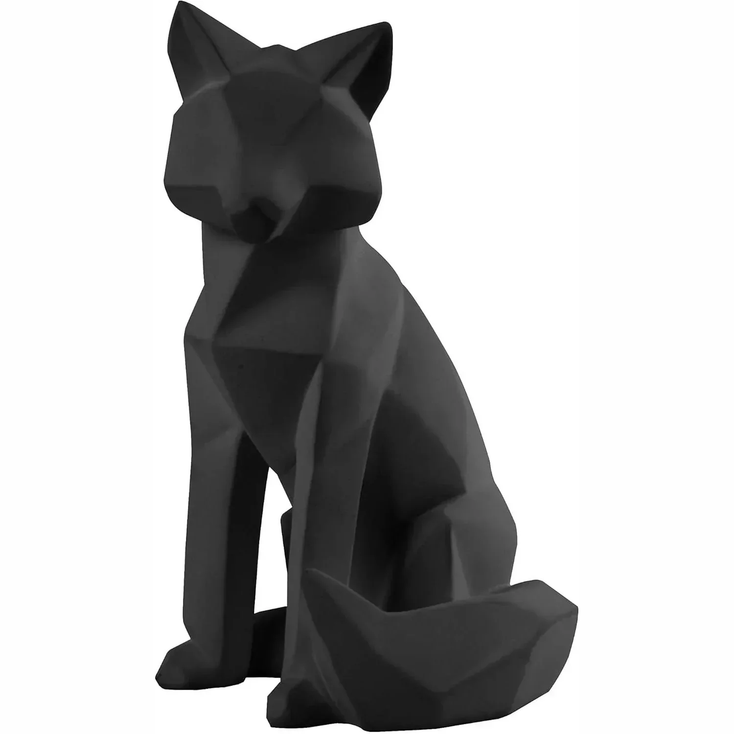 Present Time ORIGAMI Sitting Fox Statue - Matt Black