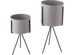 Present Time Pedestal Flower Pot Set - Warm Grey - Image 3
