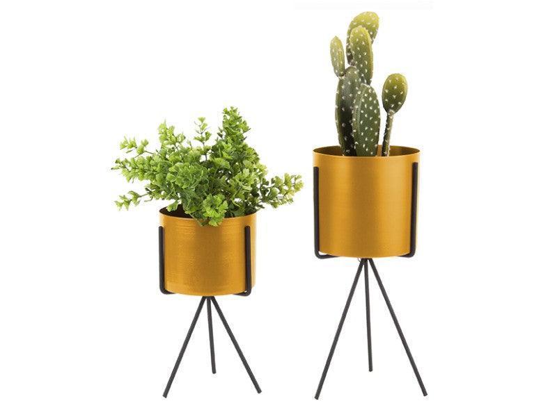 Present Time Pedestal Flower Pot Set - Yellow
