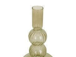 Present Time Swirl Bubbles Glass Candle Holder - Moss Green - Image 3