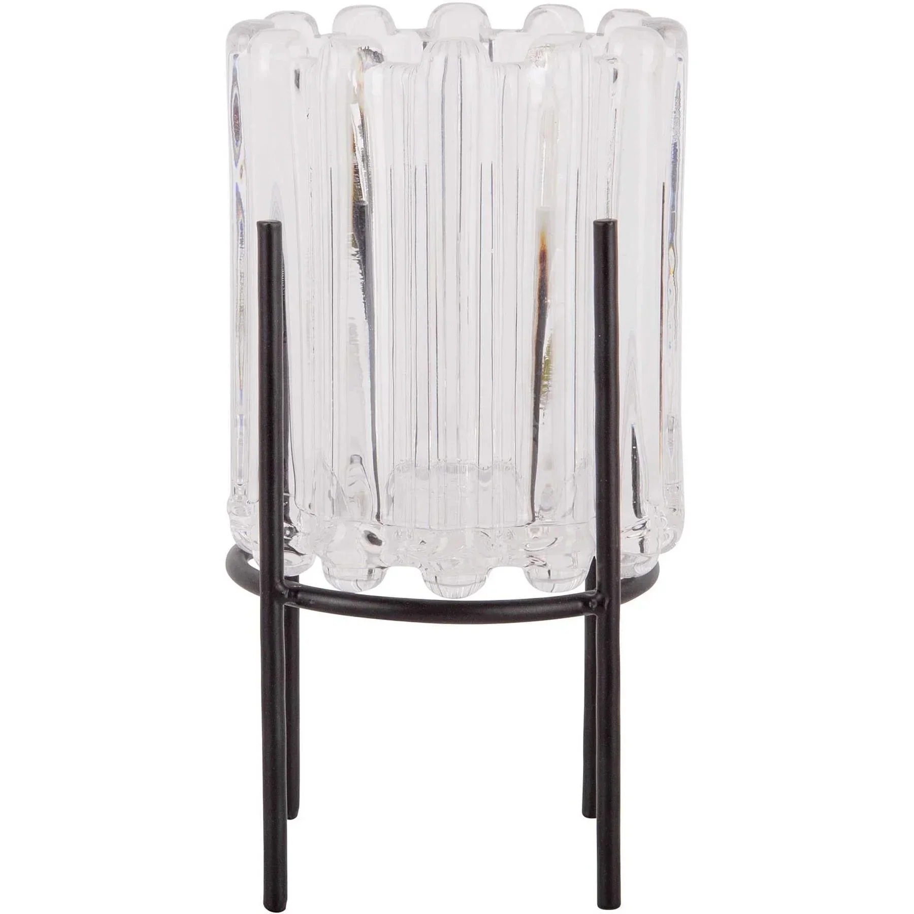 Present Time Stilt Lines Votive Tea Light Candle Holder - Black