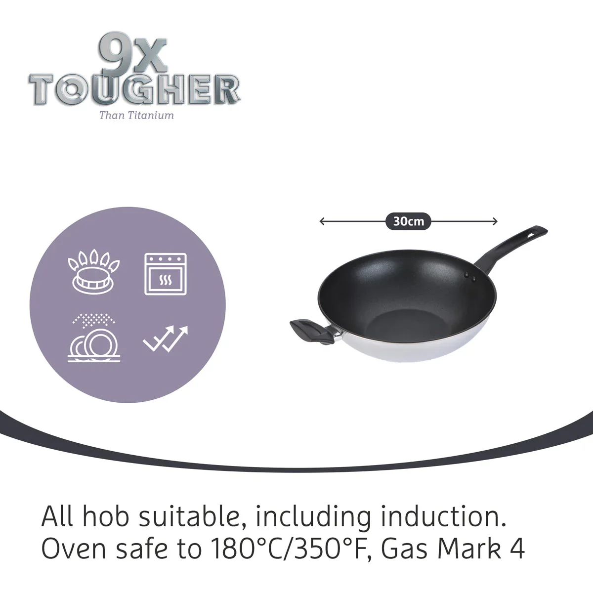 Prestige 9x Tougher NonStick Stainless Steel Dimple Surface Stir Fry Pan (30cm) - Image 5