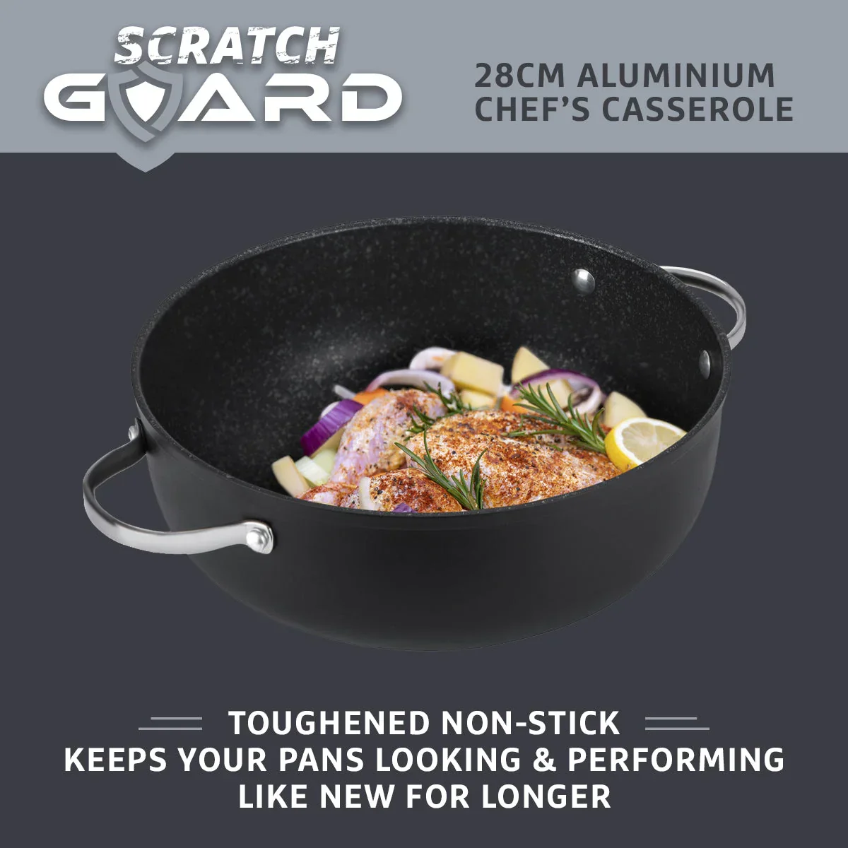 Prestige Scratch Guard NonStick Aluminium Chefs Casserole - 28cm (5.7L) - Image 2