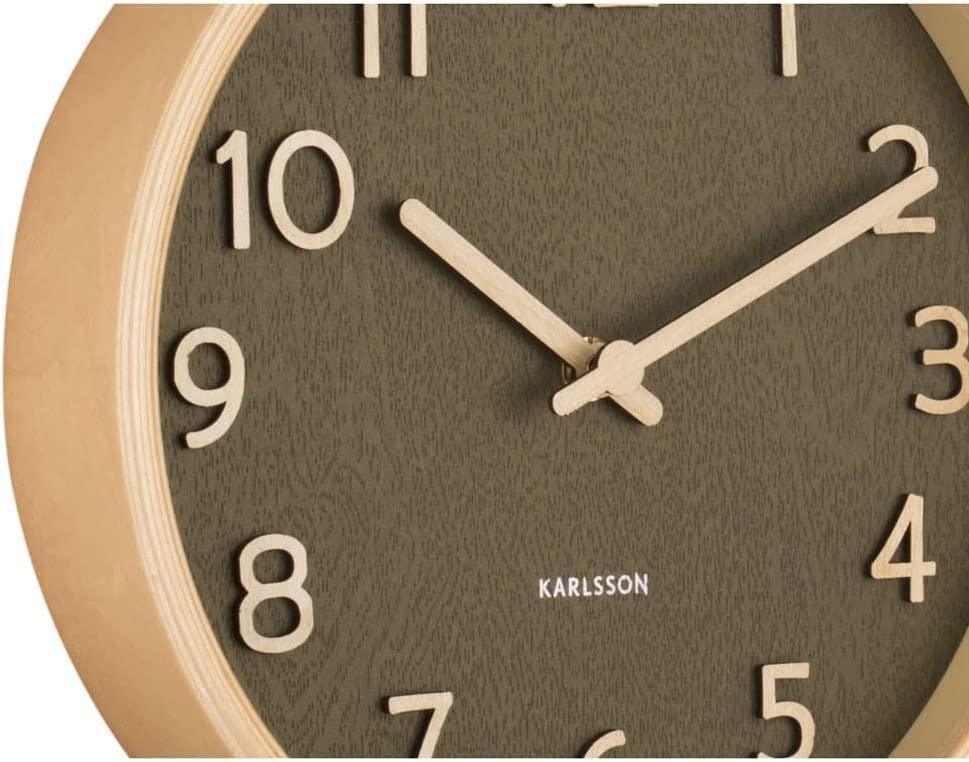 Karlsson Wall Clock Pure Wood Grain Small - Moss Green - Image 4