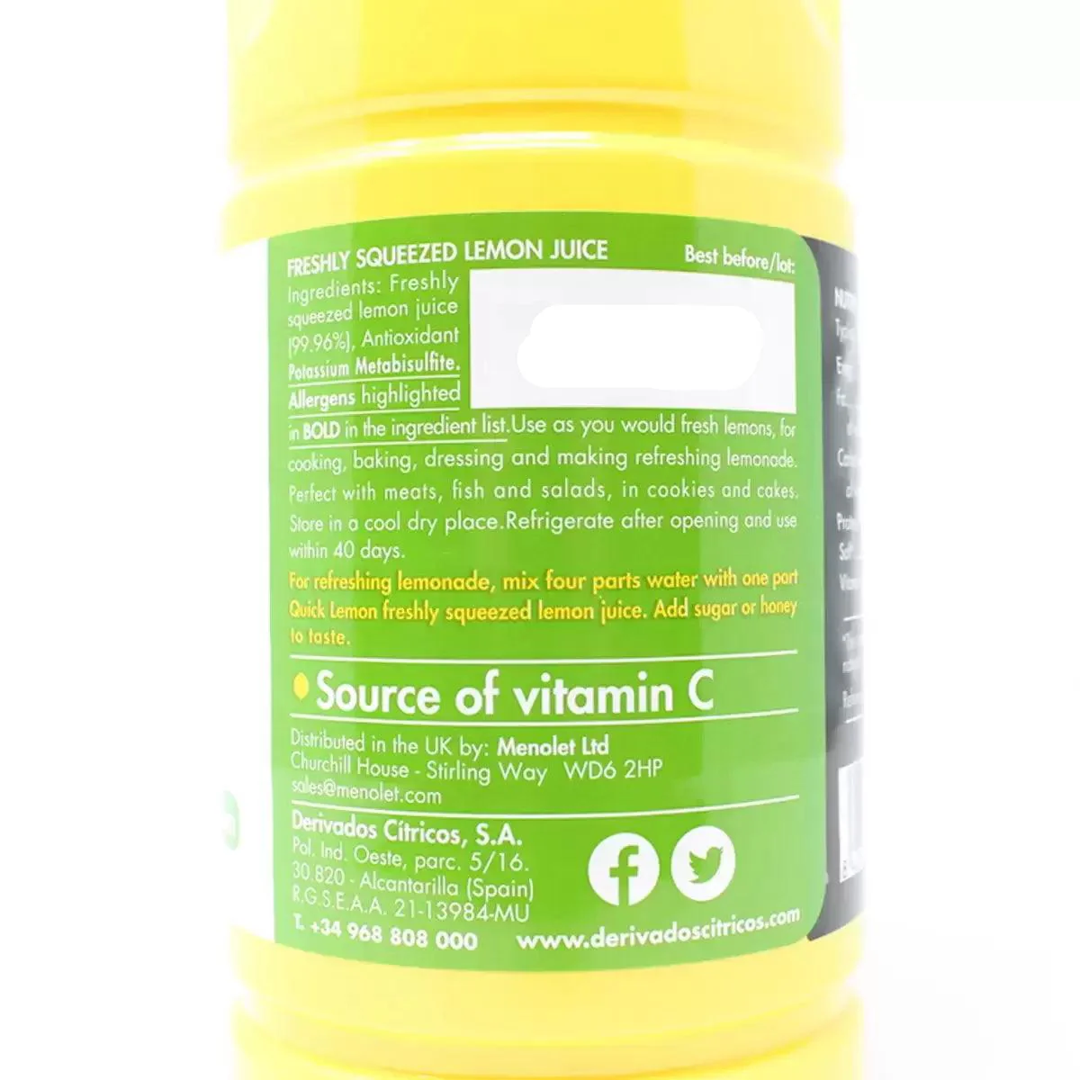 Quick Lemon Juice Not From Concentrate (2x1L) - Image 2