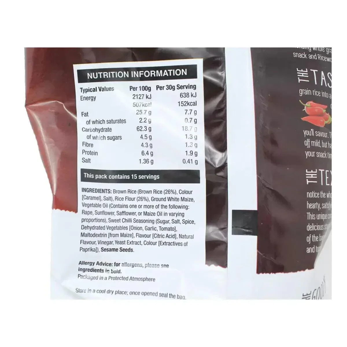 Riceworks Sweet Chilli Whole Grain Rice Snack (454g) - Image 2
