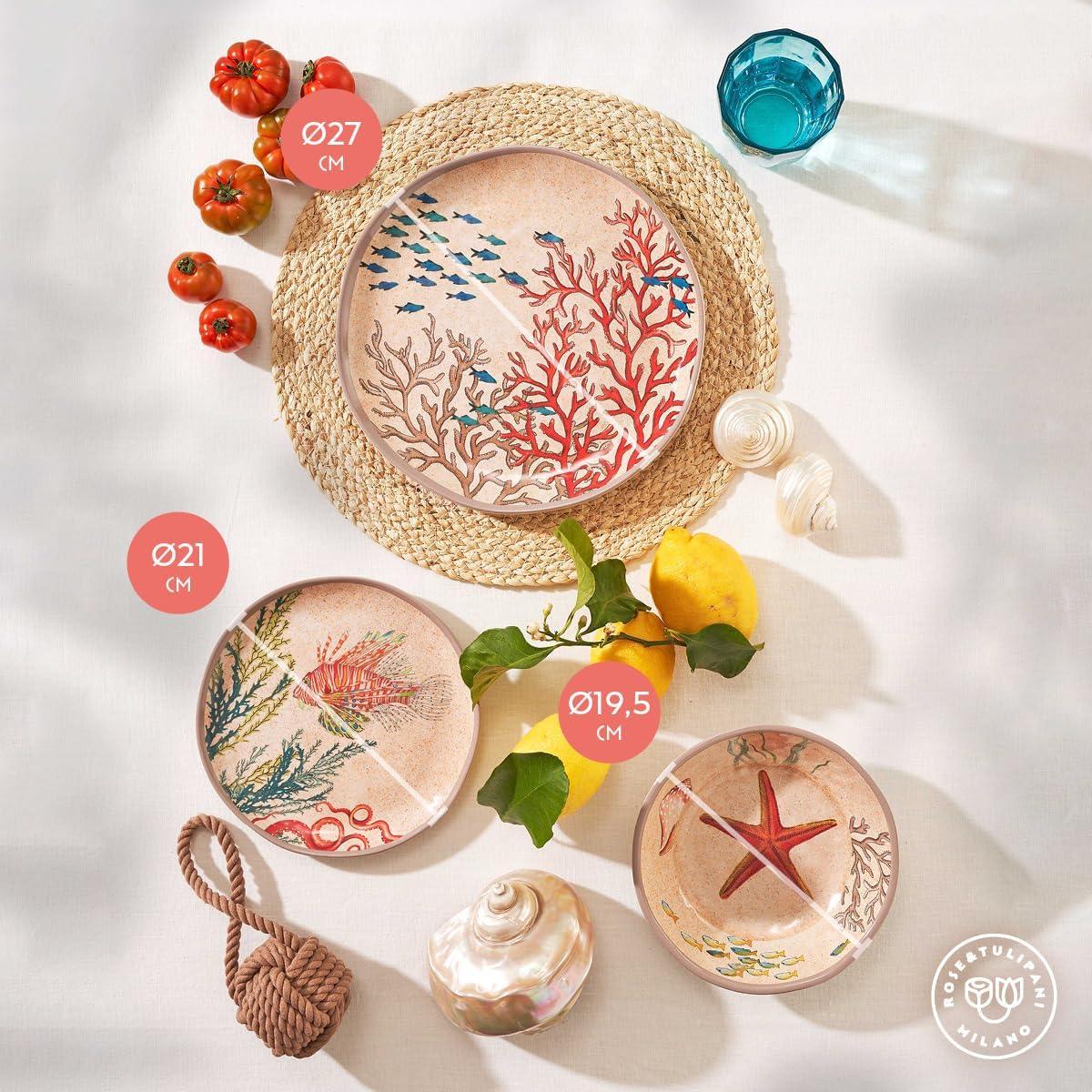 Rose & Tulipani- Sea Life Set 2 Salad Plates Melamine (21 cm) - Image 4