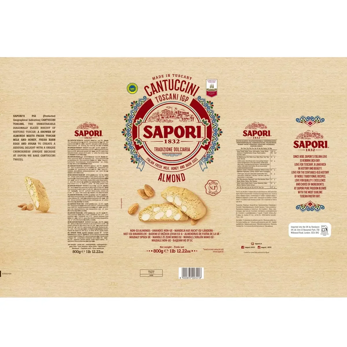Sapori Cantuccini Almond Biscuit (800g) - Image 3