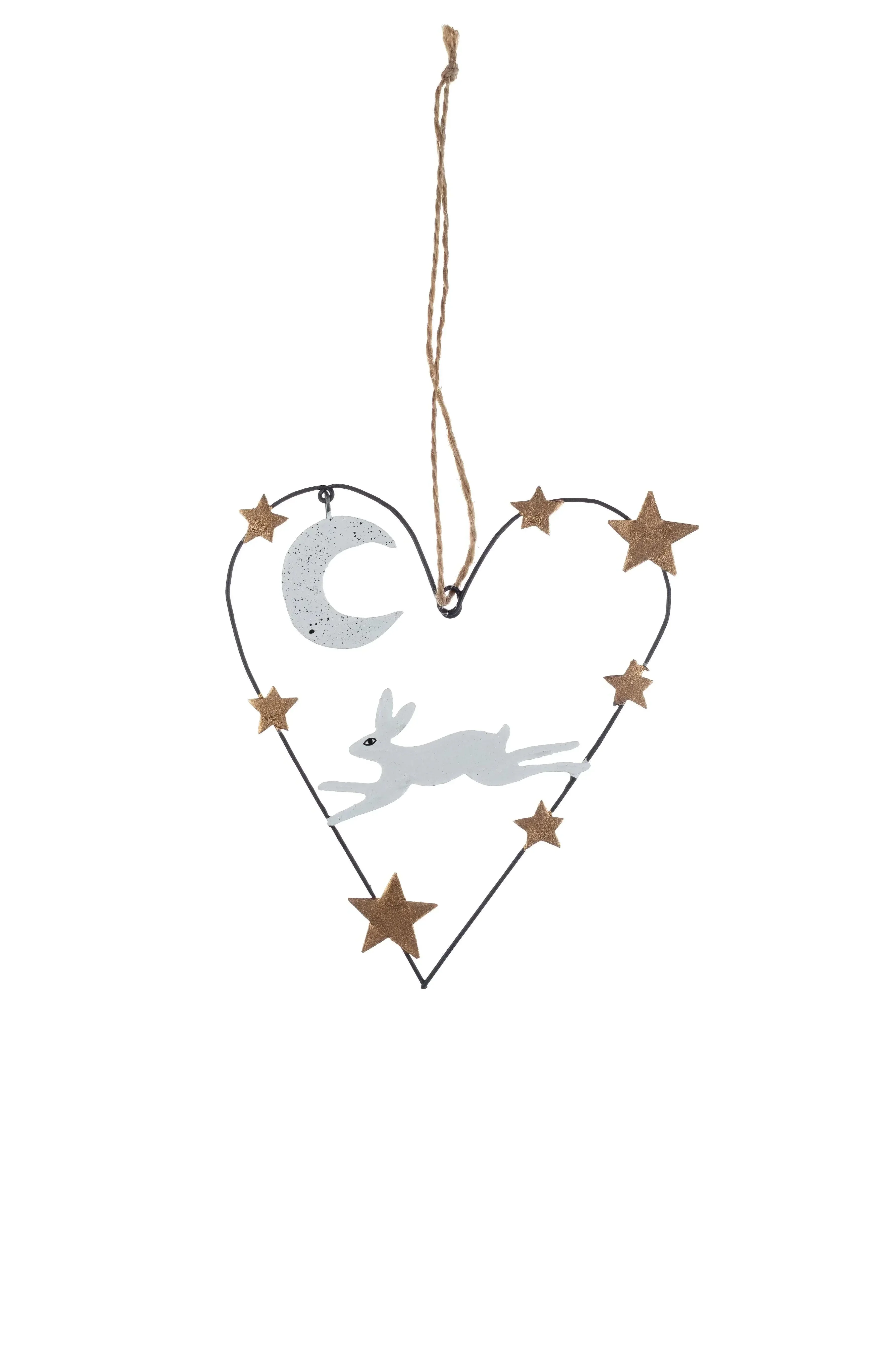 Shoeless Joe Arctic Hare Heart Christmas Tree Decoration