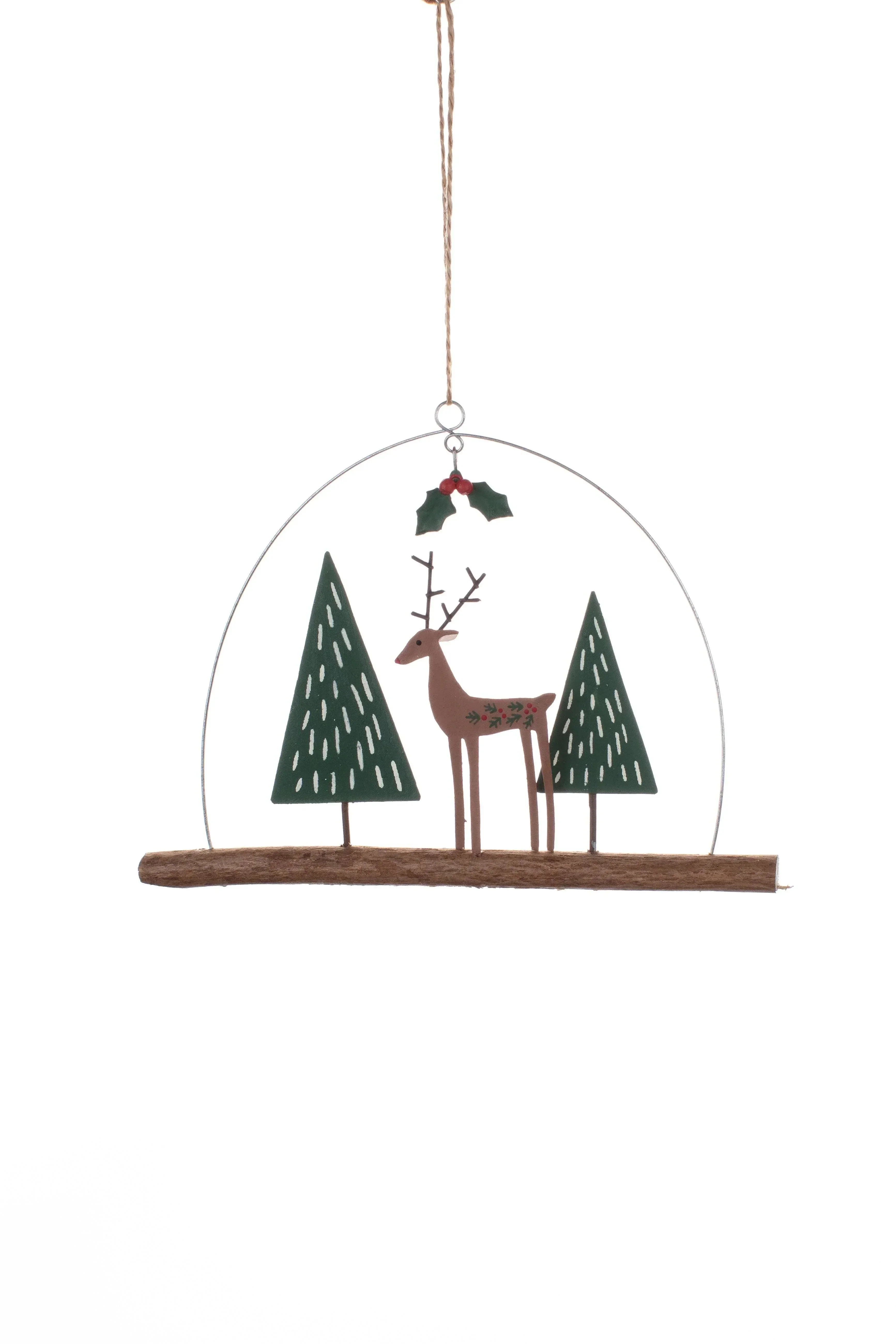 Shoeless Joe Chic Deer on Twig Christmas Tree Decoration