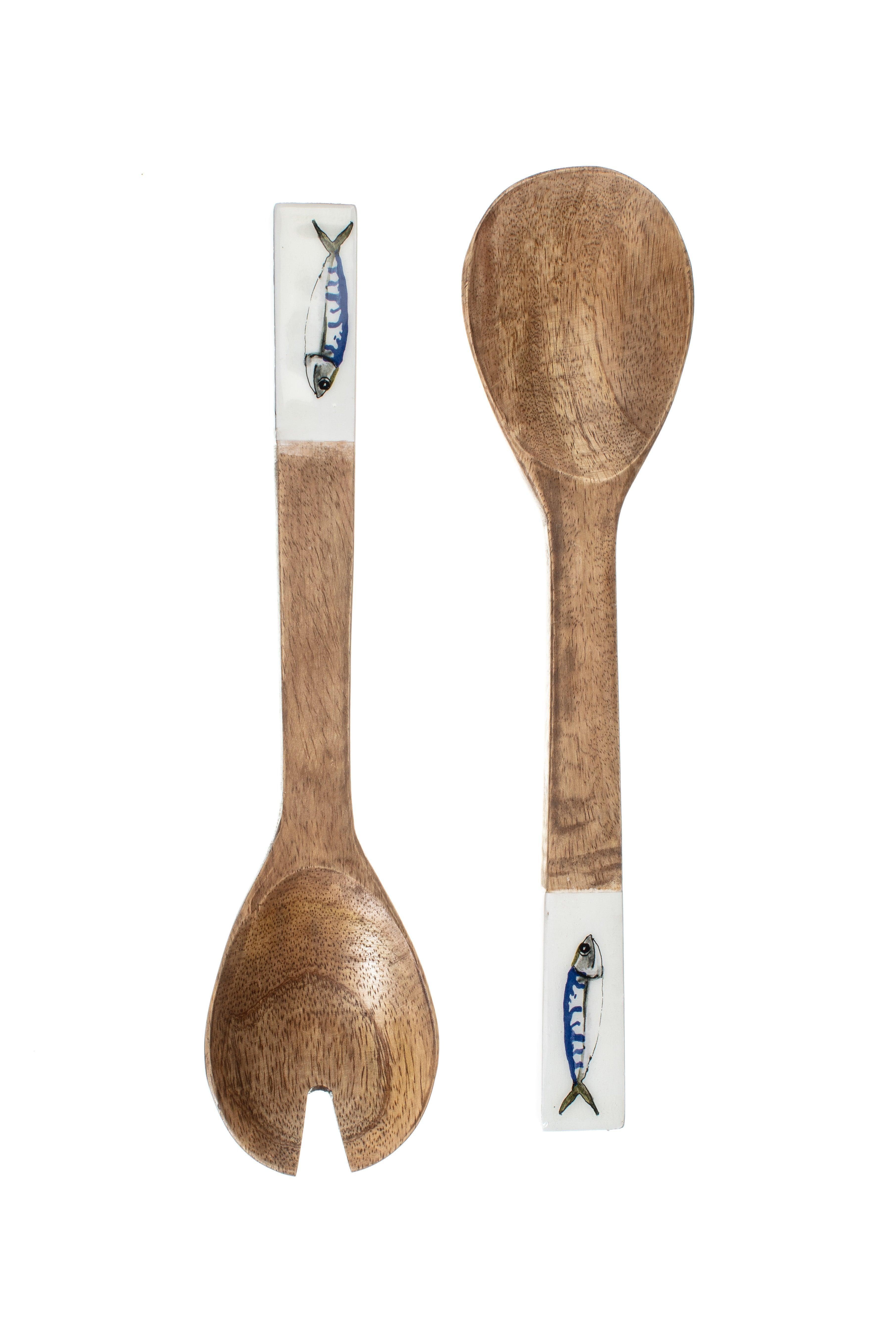 Shoeless Joe Mackerel Wooden Salad Servers