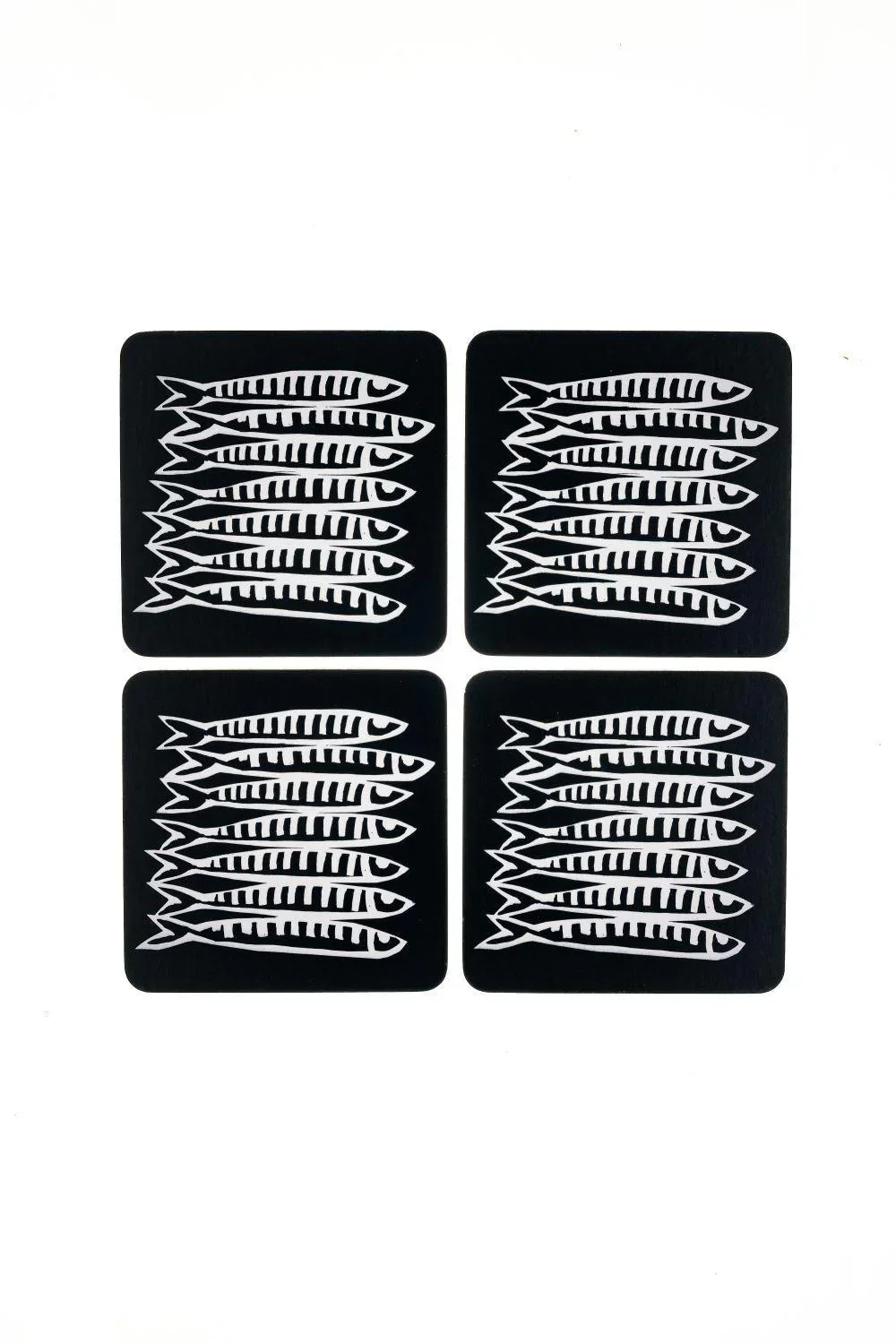 Shoeless Joe Sardine White Cork Backed Coasters (4)