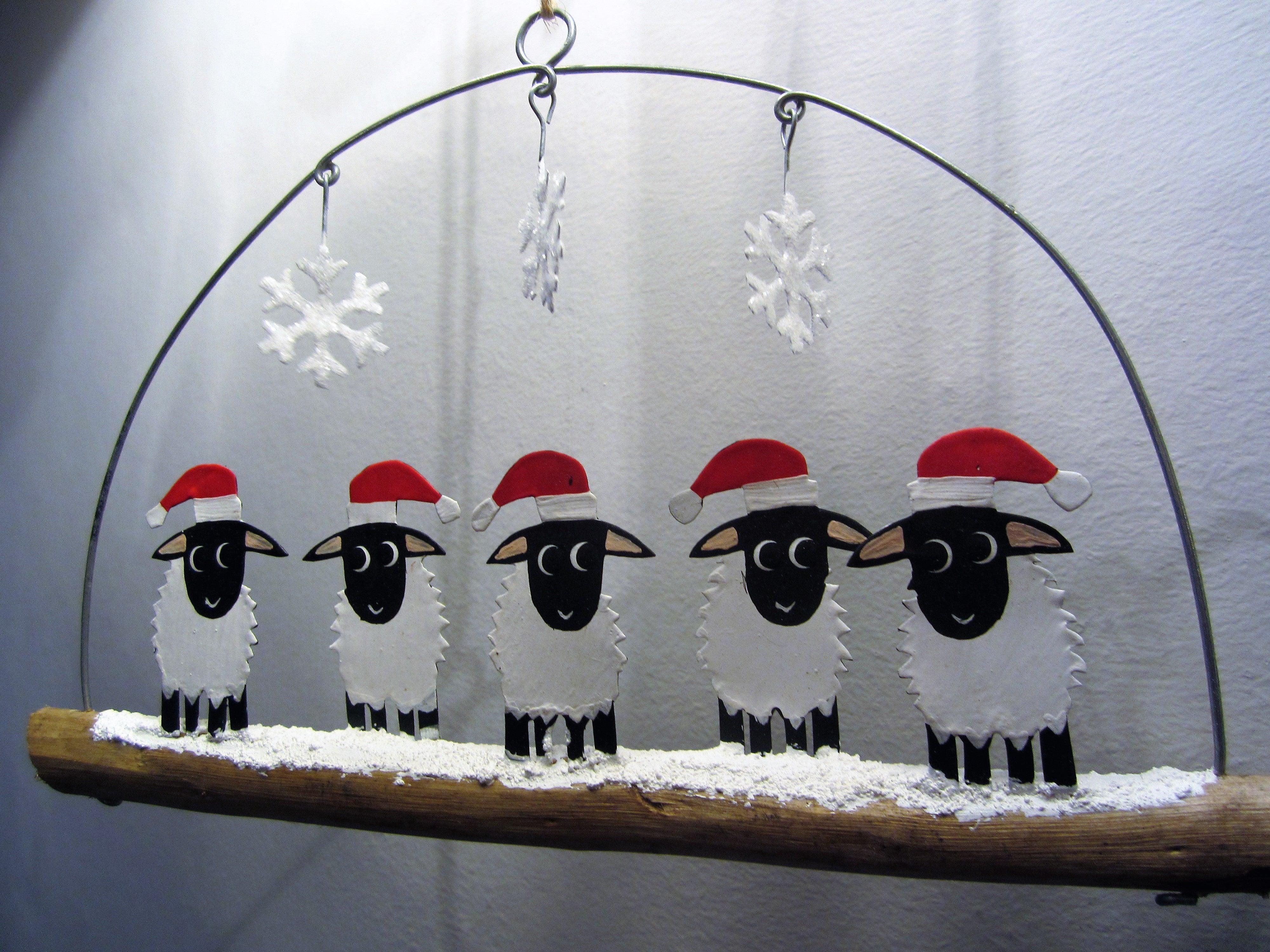 Shoeless Joe Winter woolly five sheep Christmas Tree Decoration - Image 2