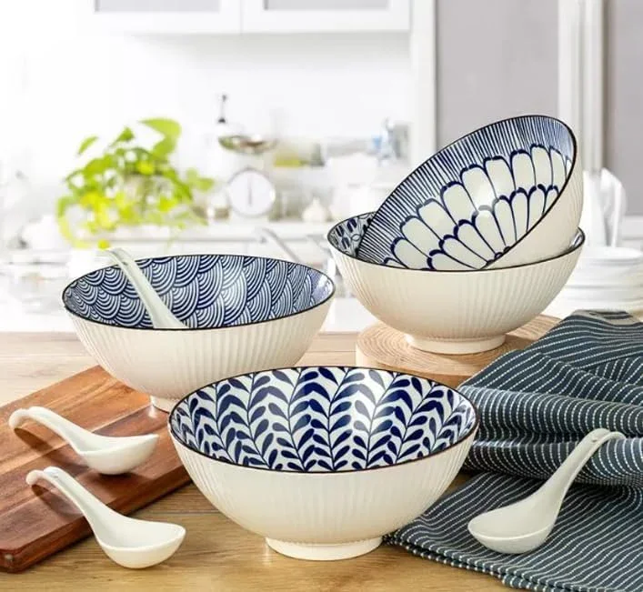 Signature Housewares Set of 4 Bowls with Spoons - Stoneware - Image 2