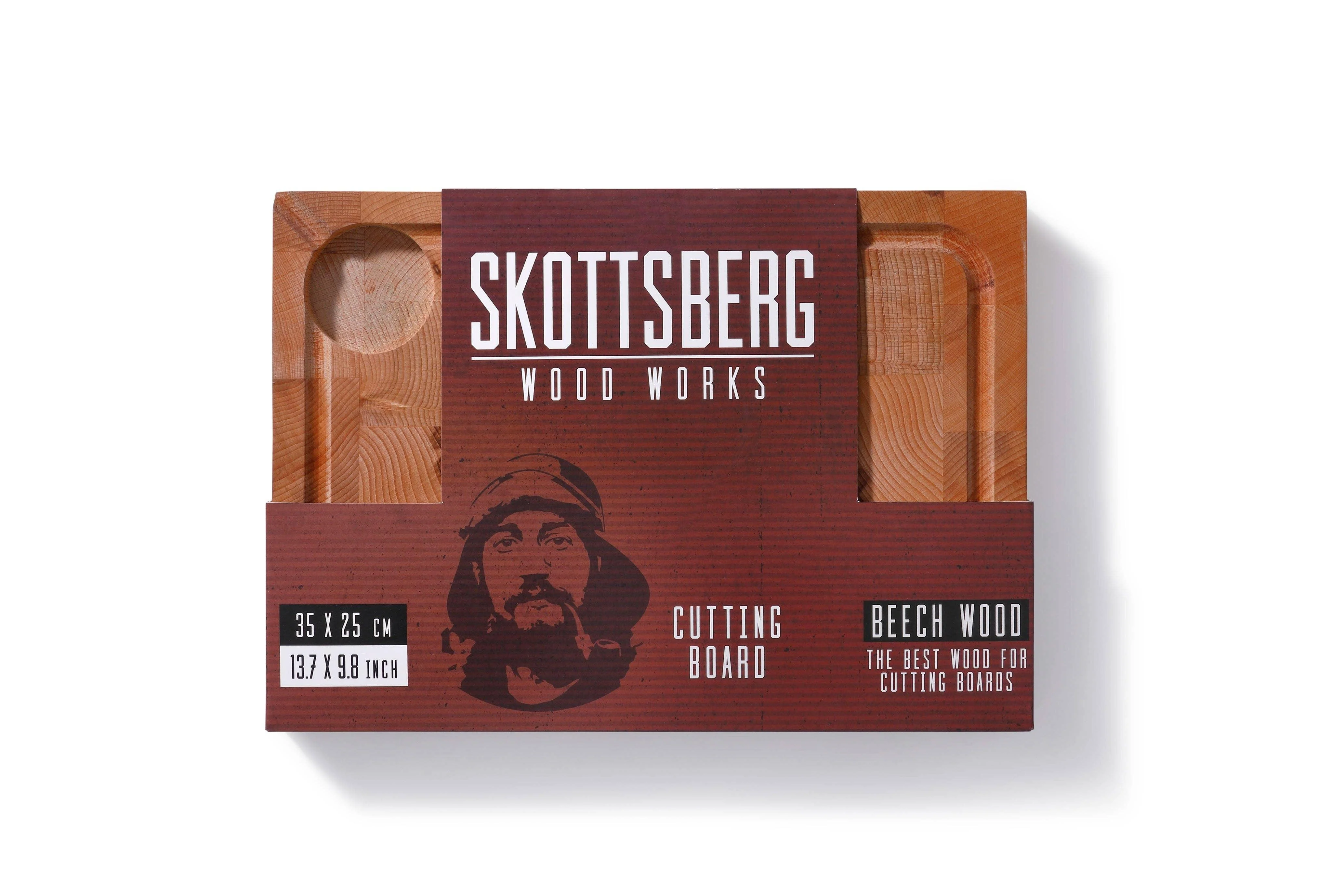 Skottsberg Beech end grain wood chopping board (35x25x3.5cm) - Image 6