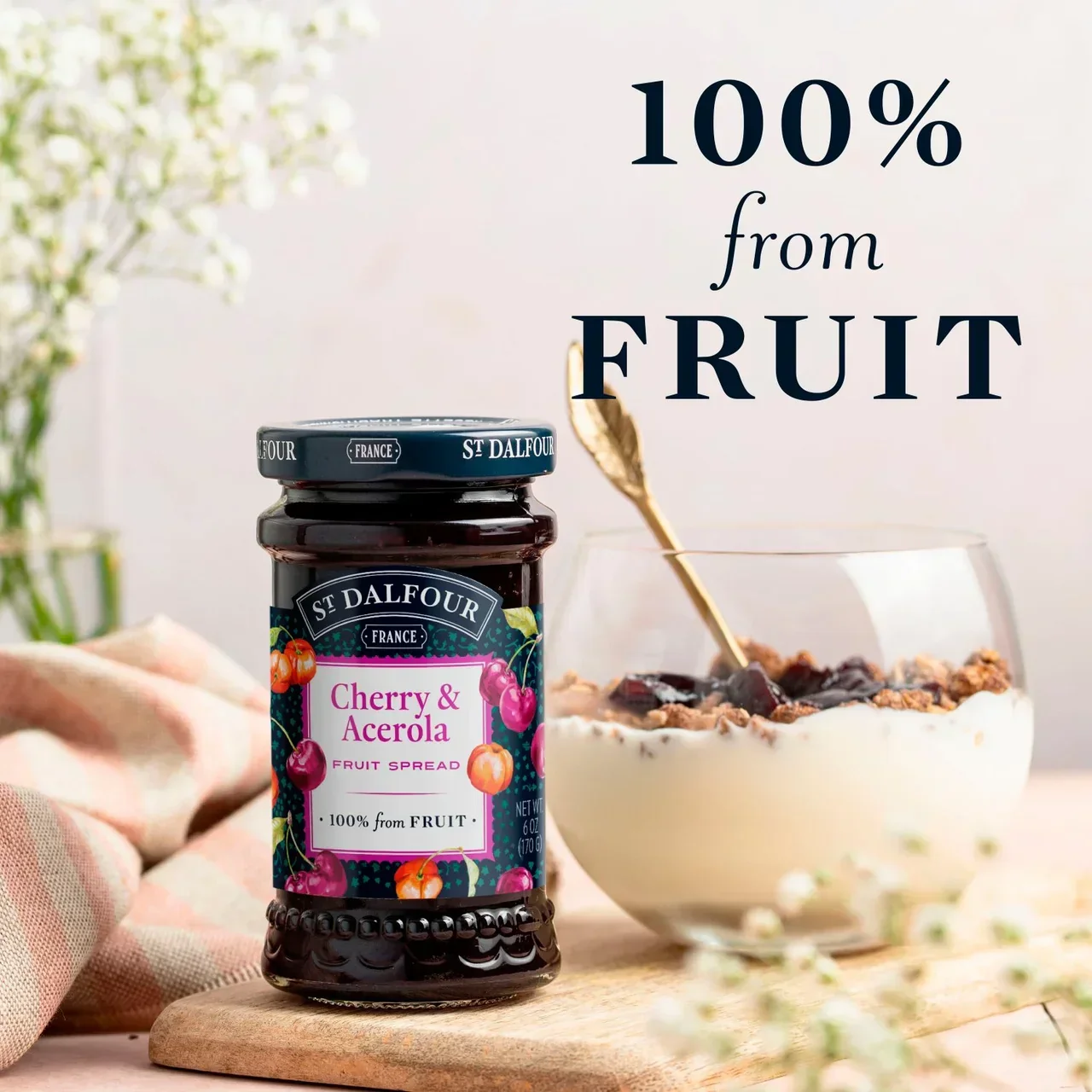 St Dalfour Cherry & Acerola Fruit Spread (170g) - Image 3