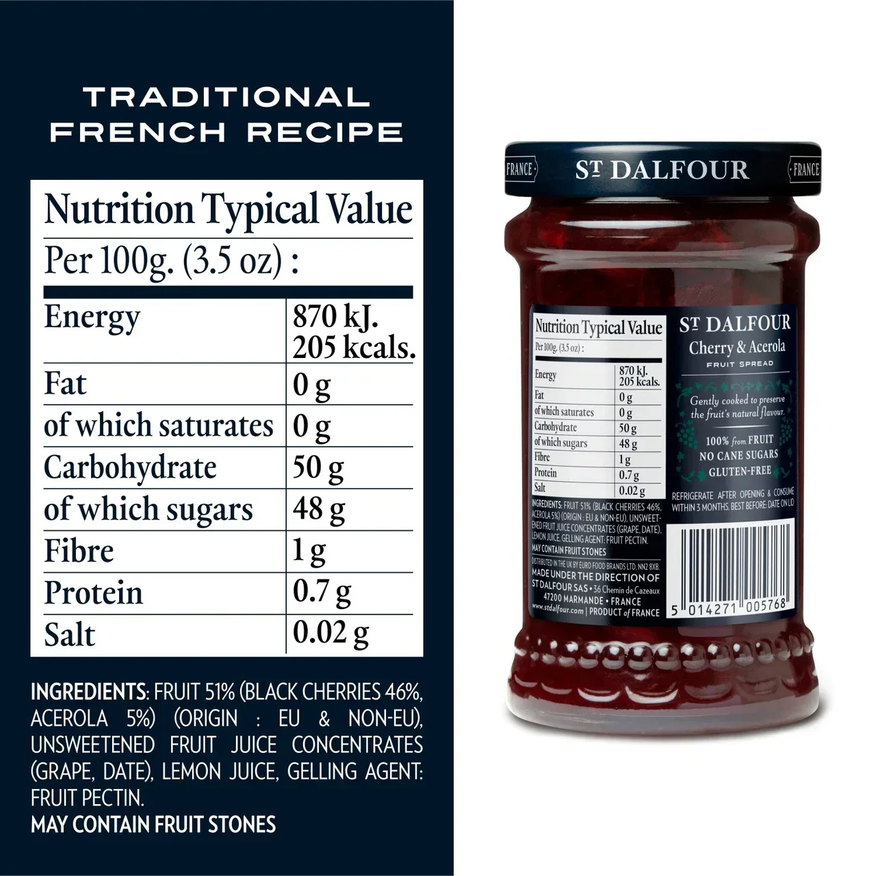 St Dalfour Cherry & Acerola Fruit Spread (170g) - Image 5