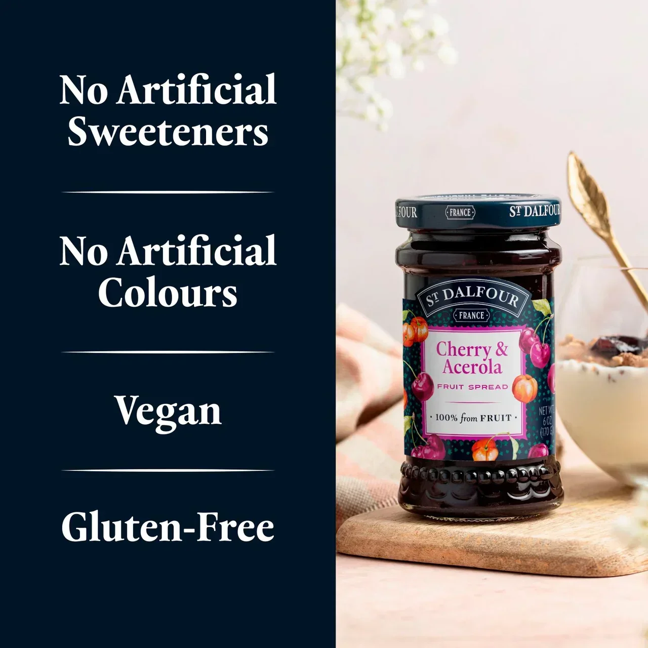 St Dalfour Cherry & Acerola Fruit Spread (170g) - Image 6