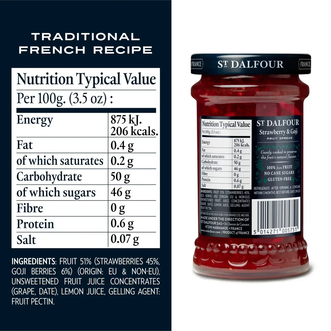 St Dalfour Strawberry & Goji Fruit Spread (170g) - Image 5