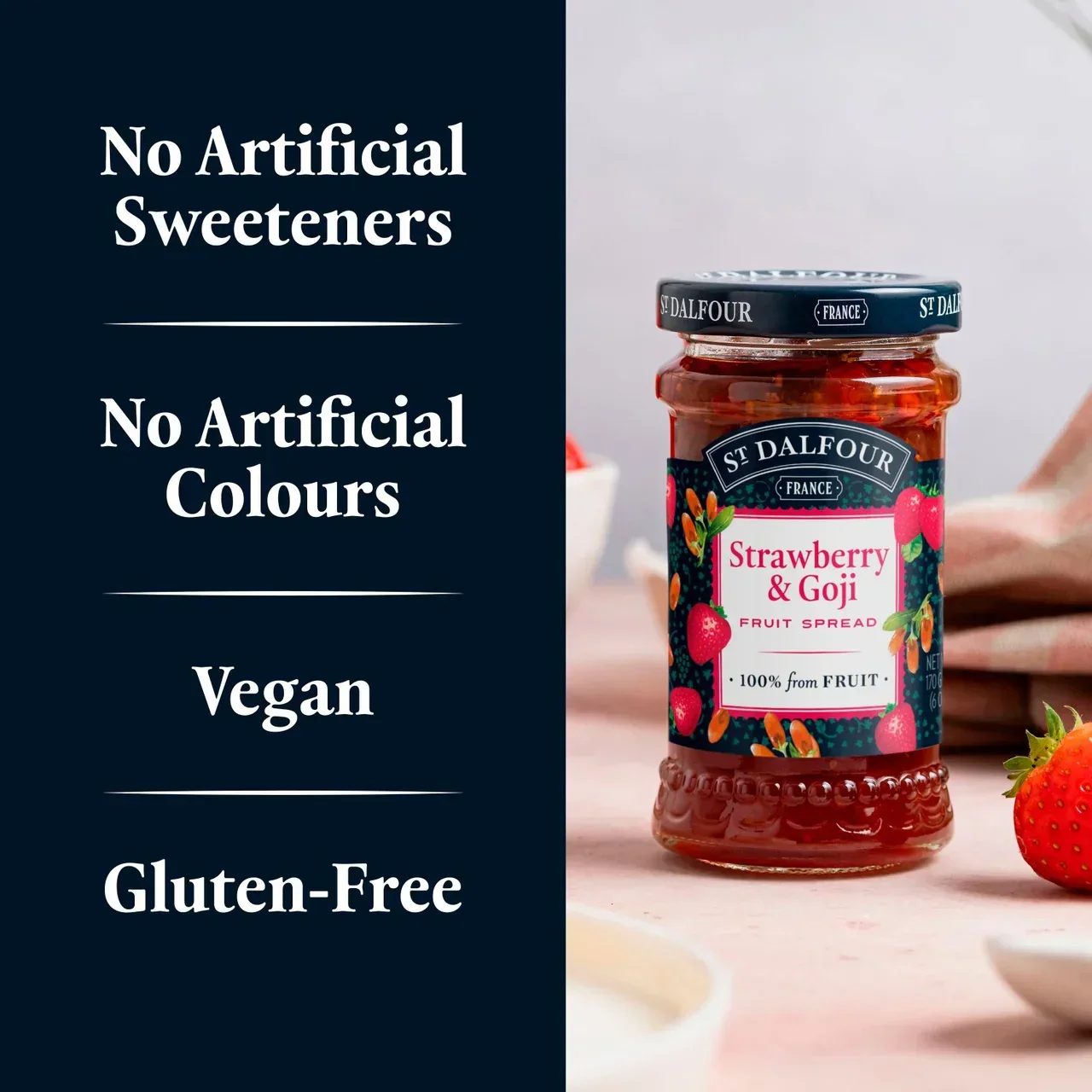 St Dalfour Strawberry & Goji Fruit Spread (170g) - Image 6