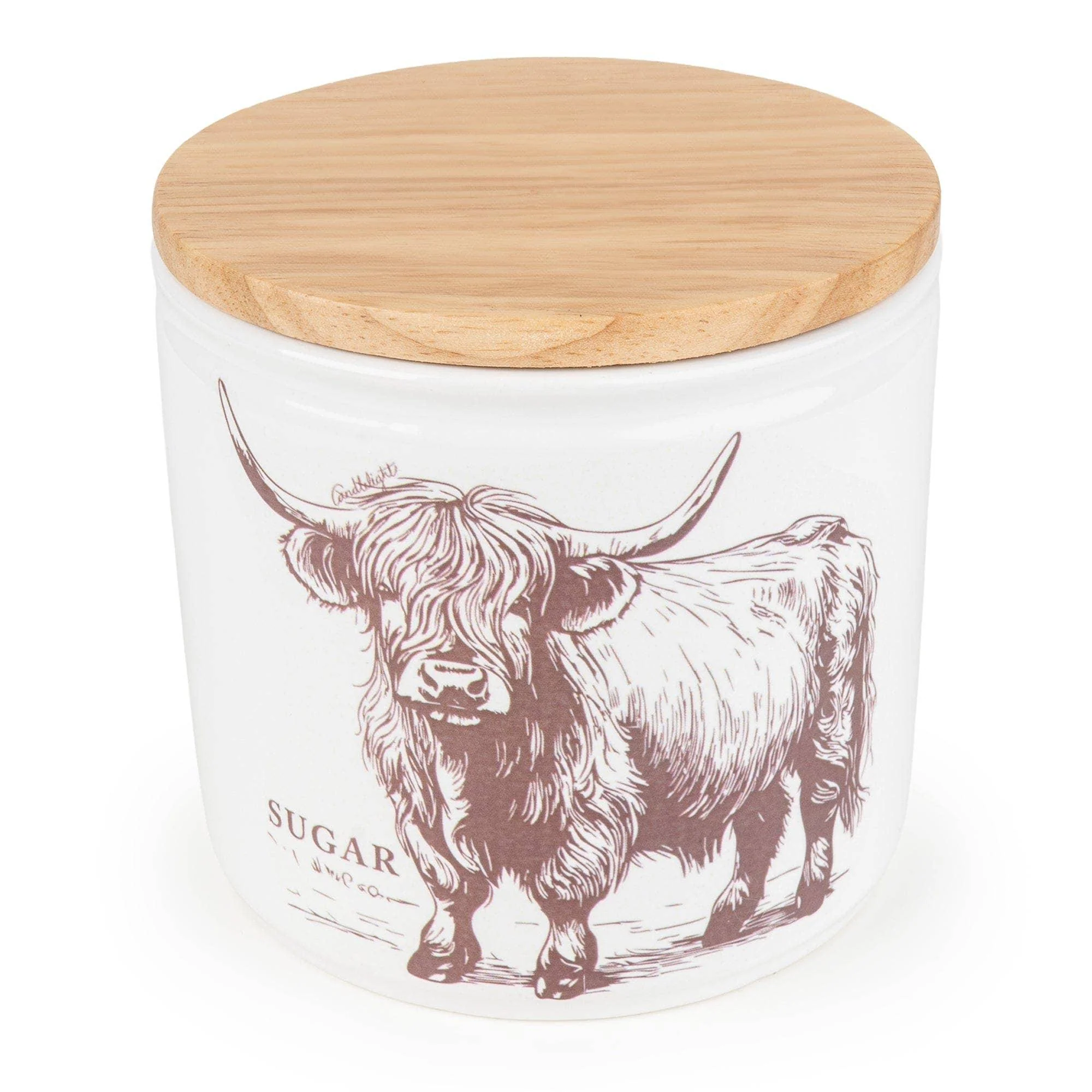 Candlelight Sugar Storage Jar with Wooden Lid - Highland Cow - Image 2