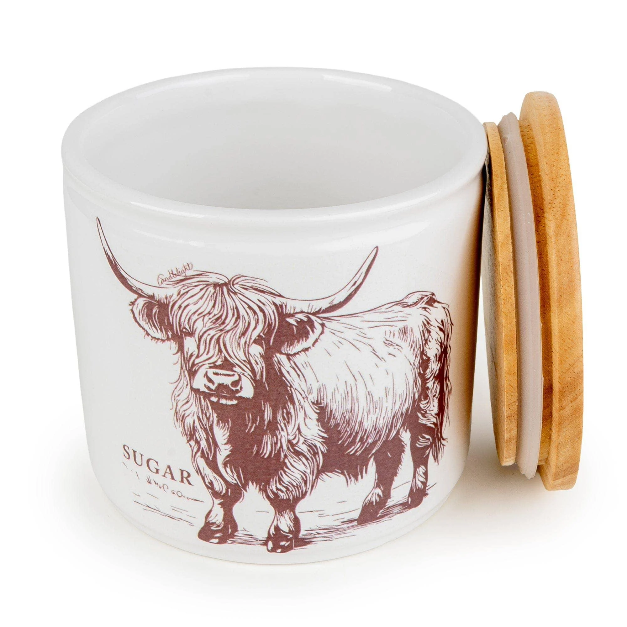 Candlelight Sugar Storage Jar with Wooden Lid - Highland Cow - Image 3