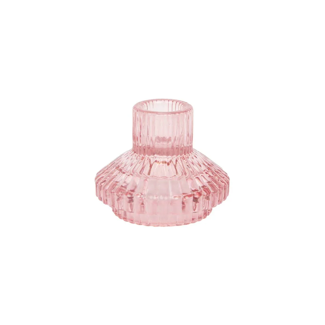Midnight Forest Small Ribbed Glass Candle Holders - Pink