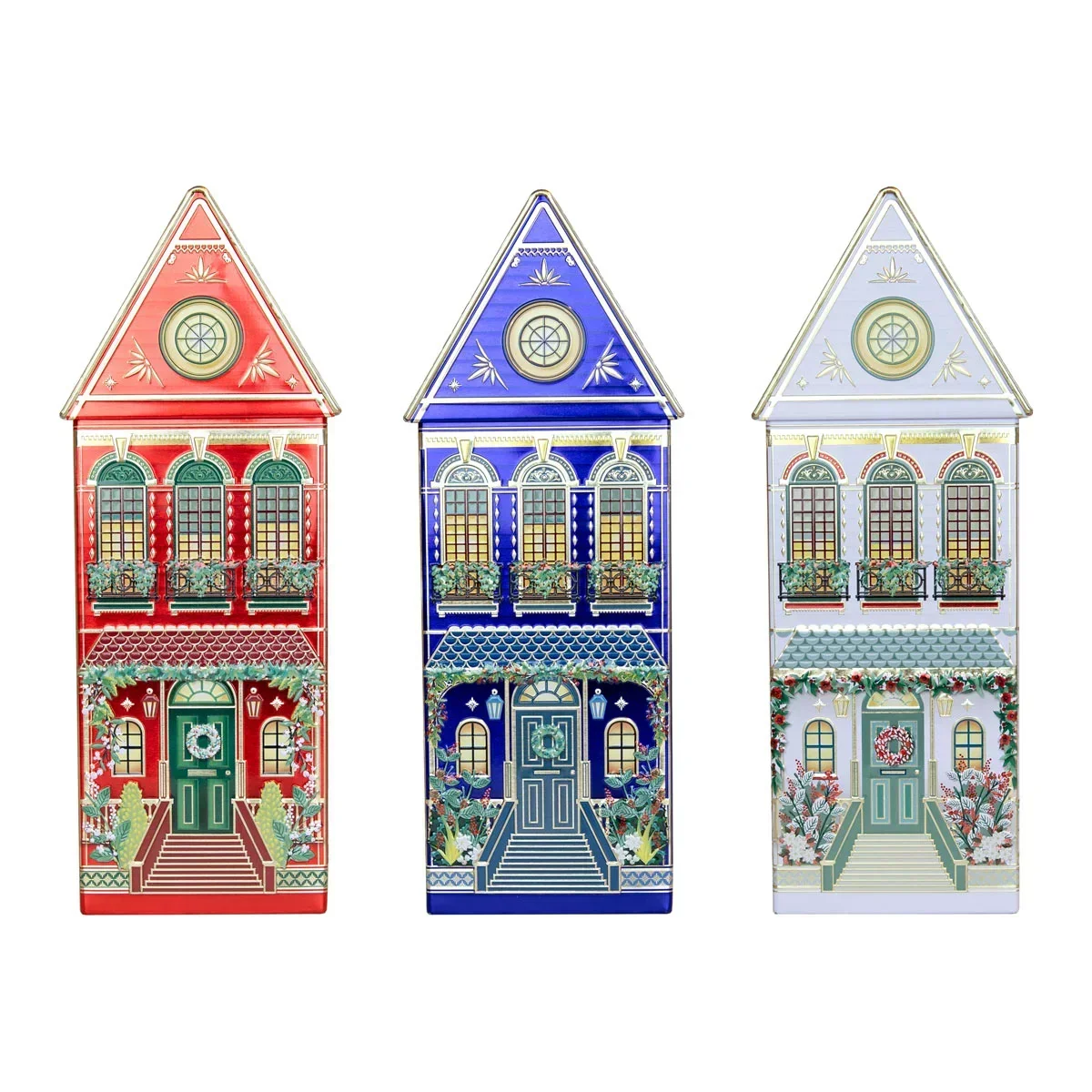 The Silver Crane Winter Festive Houses Speculoos Cookies In Blue Tin (345g) - Image 3
