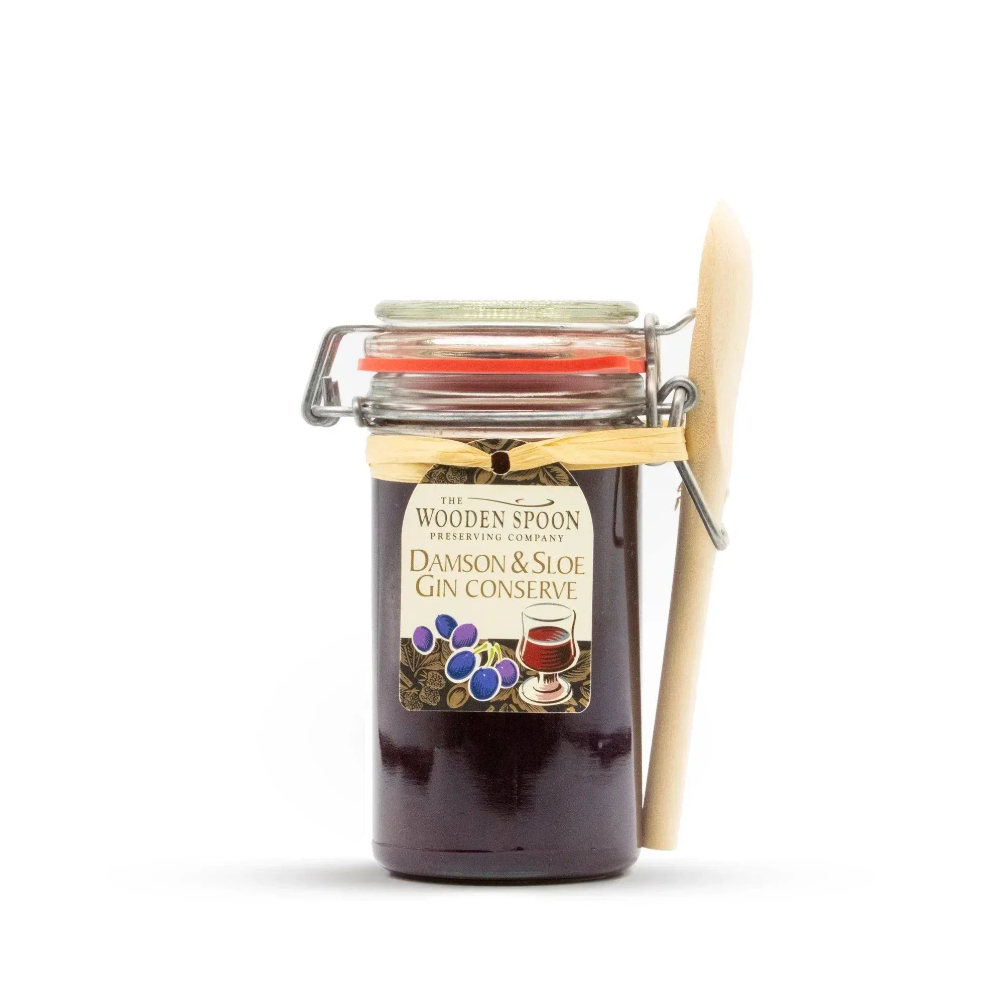 The Wooden Spoon - Damson & Sloe Gin Jam in Kilner with Spoon (300g)