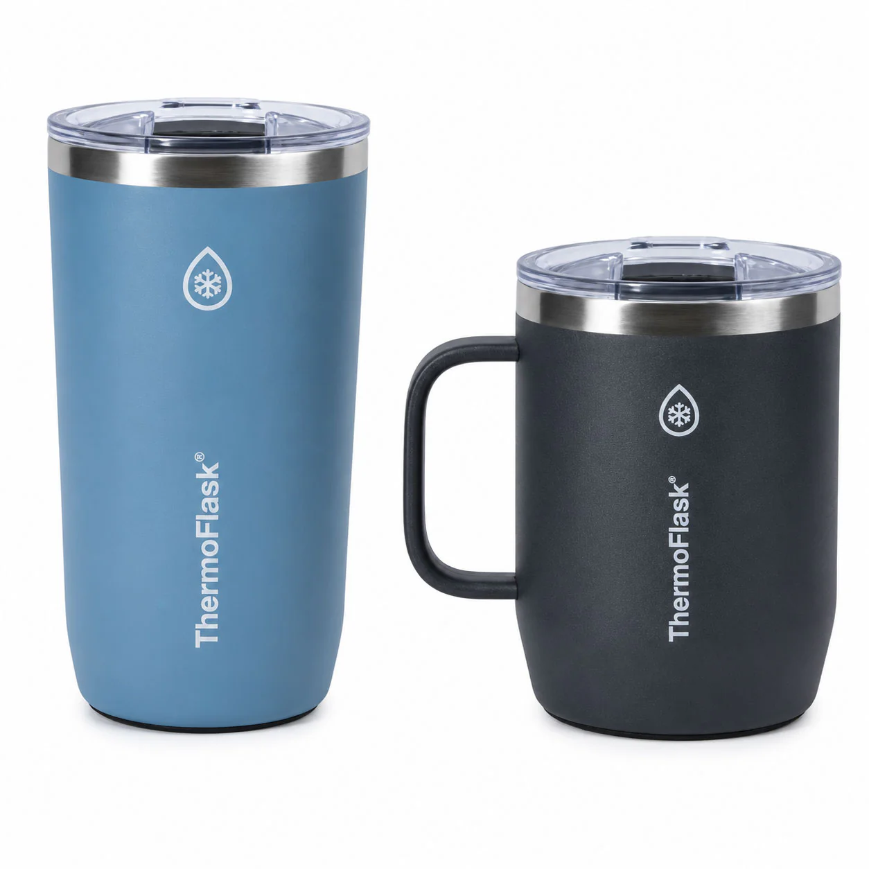 ThermoFlask Insulated Coffee Mugs Set in Black & Blue