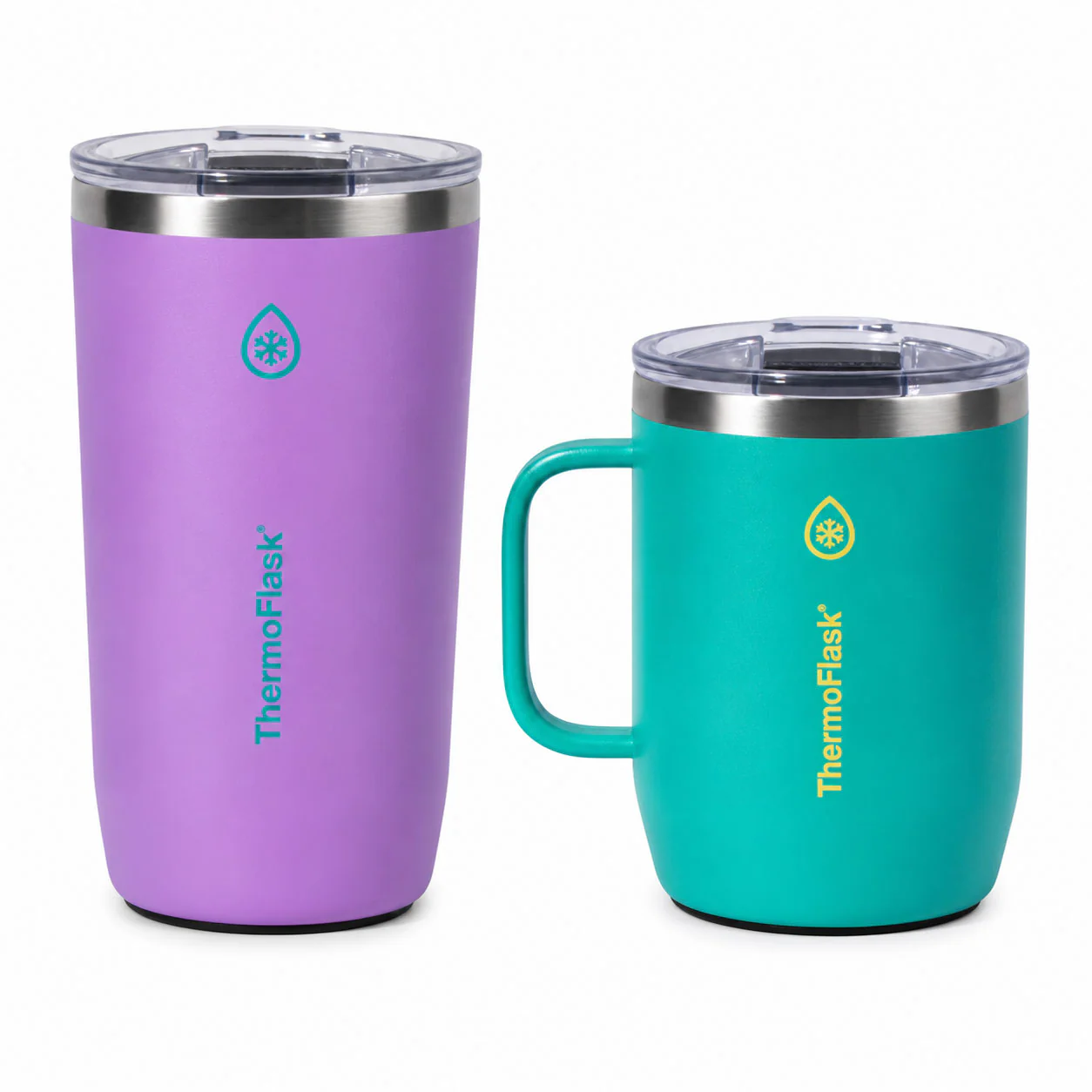 ThermoFlask Insulated Coffee Mugs Set in Purple & Green