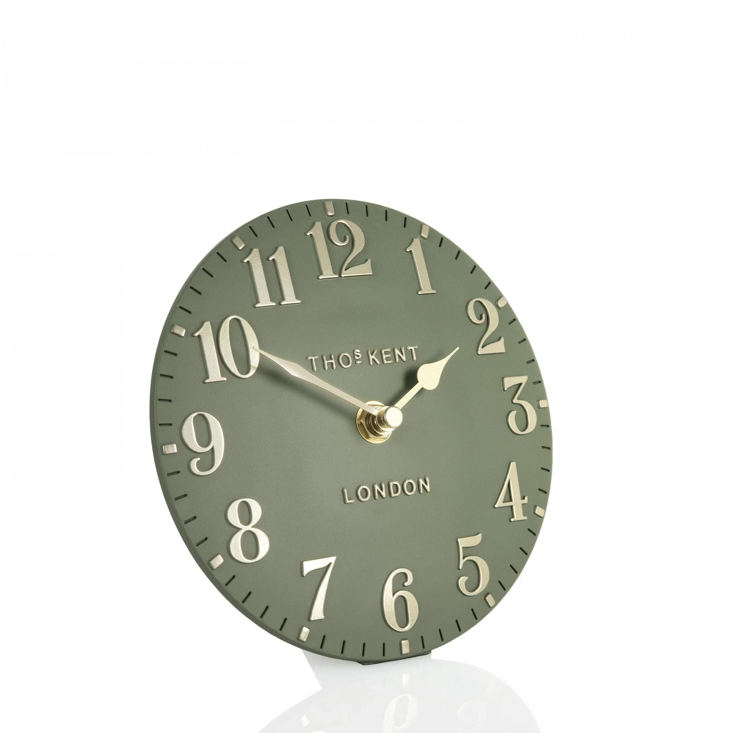 Thomas Kent Arabic Mantel Clock - Lichen Green - 15cm - Image 2