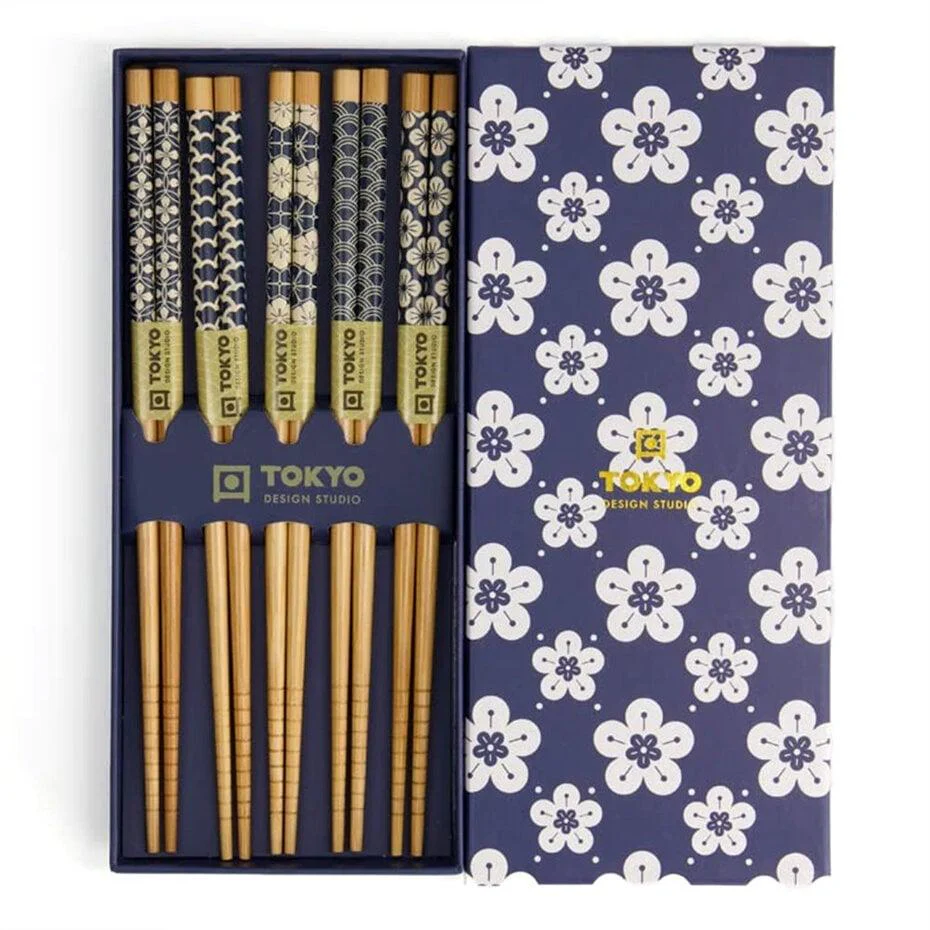 Tokyo Design Studio Chopstick Giftset - Blue (5 Pairs)