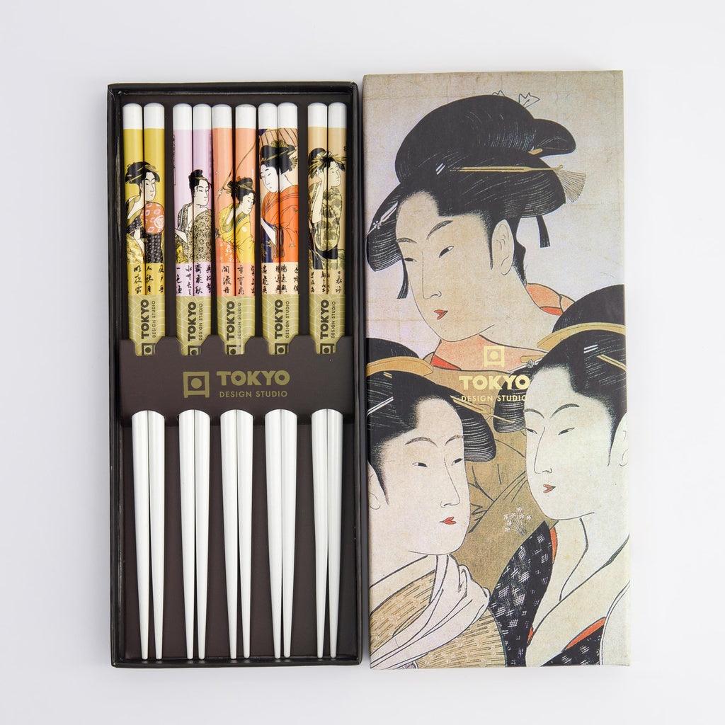 Tokyo Design Studio Chopstick Giftset - Geisha White (5 Pairs) - Image 2