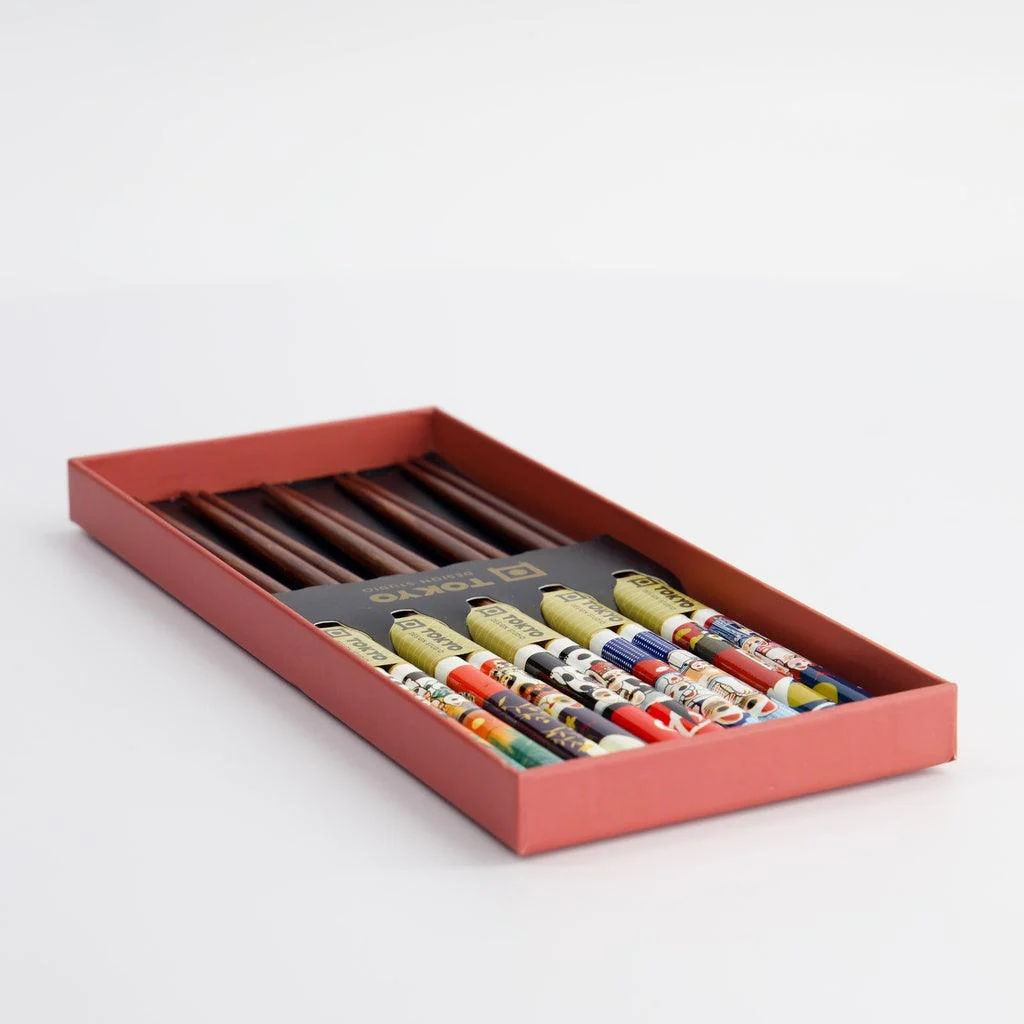 Tokyo Design Studio Chopstick Giftset - Lucky Cat Cartoon (5 Pairs) - Image 5