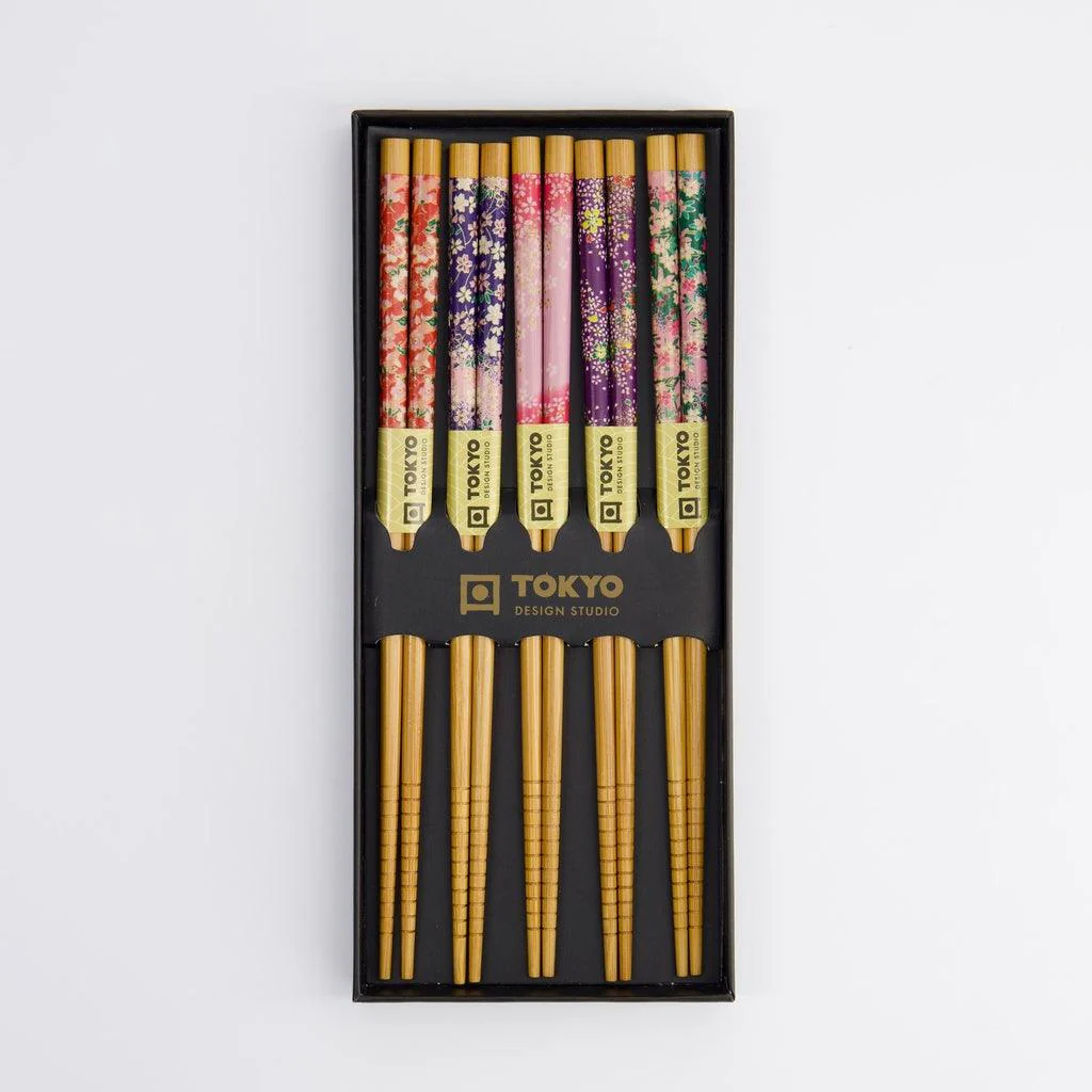 Tokyo Design Studio Chopstick Giftset - Sakura Patterns (5 Pairs) - Image 2