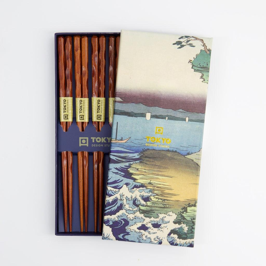Tokyo Design Studio Chopstick Giftset - Twist Brown (5 Pairs)