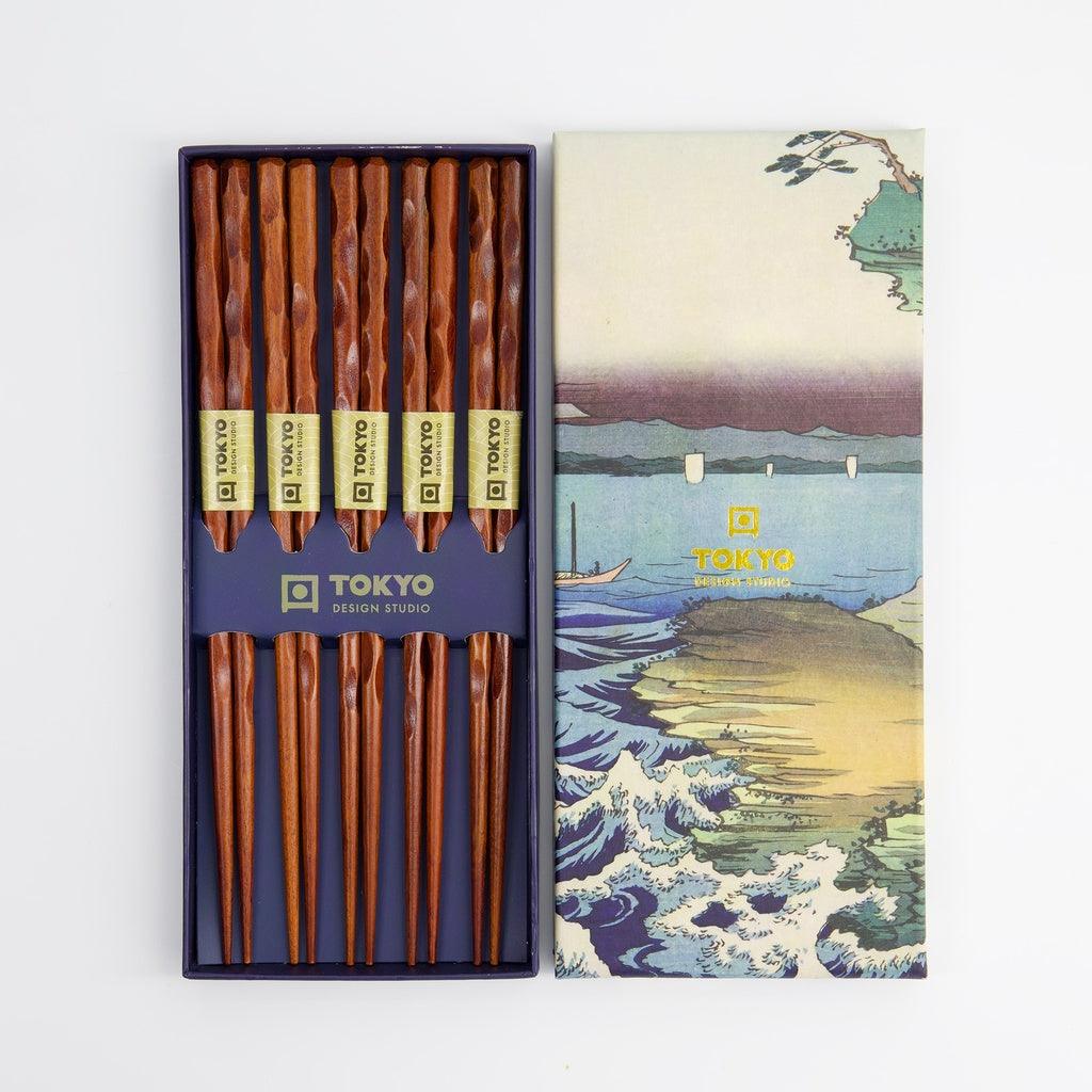 Tokyo Design Studio Chopstick Giftset - Twist Brown (5 Pairs) - Image 2