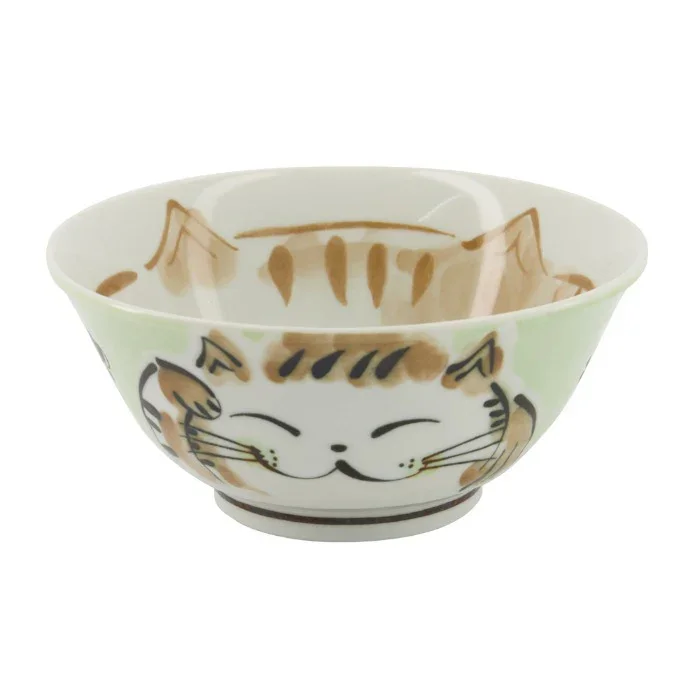 Tokyo Design Studio - Kawaii Tayo Bowl Fuku Cat Neko Green (500ml)
