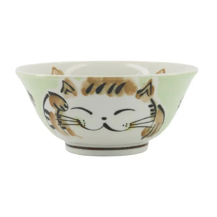 Tokyo Design Studio - Kawaii Tayo Bowl Fuku Cat Neko Green (500ml) - Image 3