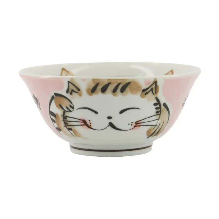 Tokyo Design Studio - Kawaii Tayo Bowl Fuku Cat Neko Pink (500ml) - Image 3