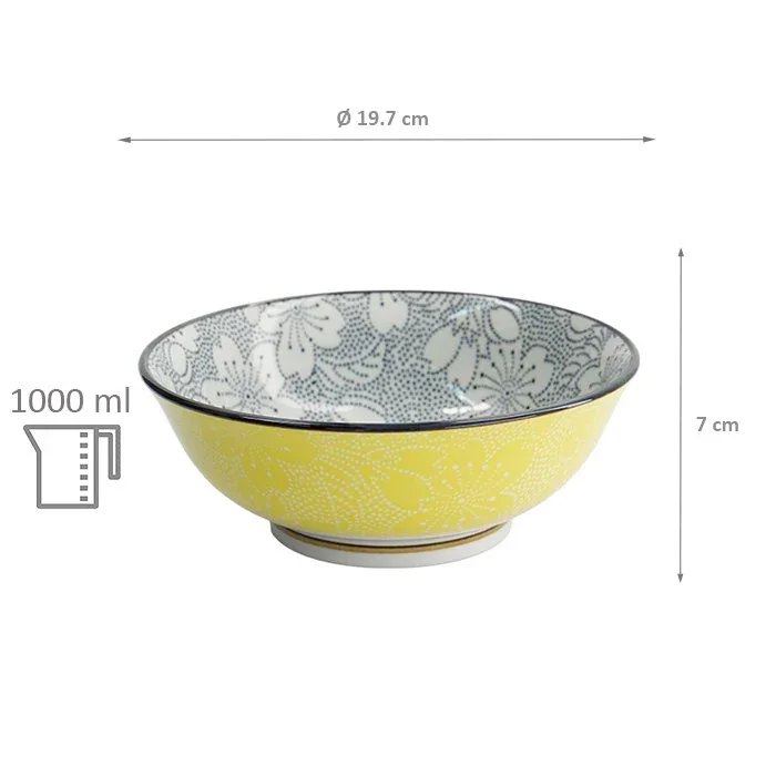 Tokyo Design Studio - Mixed Bowls Ramen Sakura 19.7x7cm 1000ml Black/Yellow - Image 7