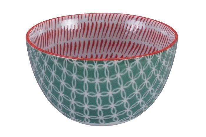 Tokyo Design Studio - Mixed Bowls Tochiri Red/Net Green 12. 7x7 cmh 500ml