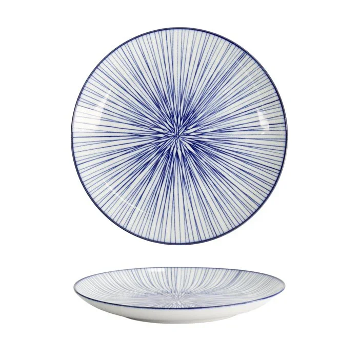 Tokyo Design Studio - Nippon Blue Plate 20.6x2.2cm Lines - Image 2