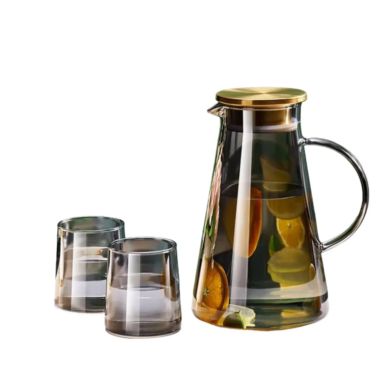 Transparent Heat-Resistant Water Jug | Water Kettle with Cup: Amber Set (1 Kettle + 2 Cups) - Image 4