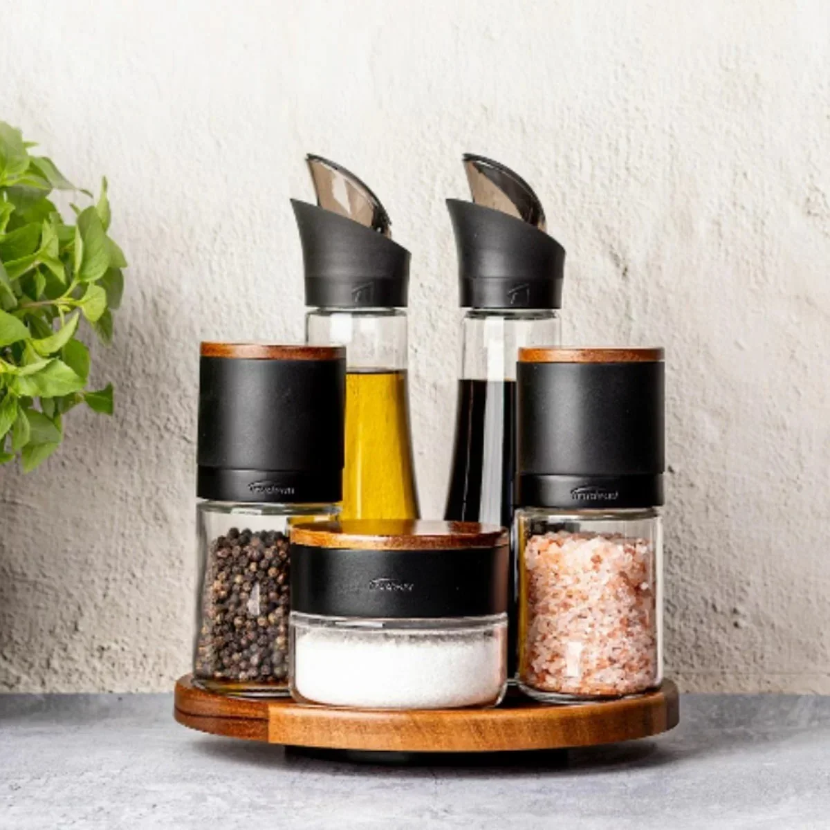 Trudeau Lazy Susan Seasoning Station 6-Piece Set