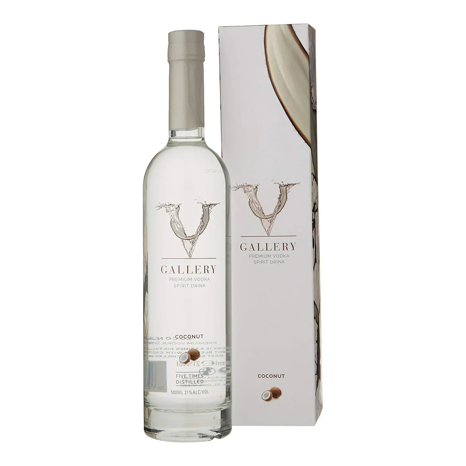 V Gallery Premium Coconut Flavoured Vodka Spirit Drink - 21% ABV (500ml)