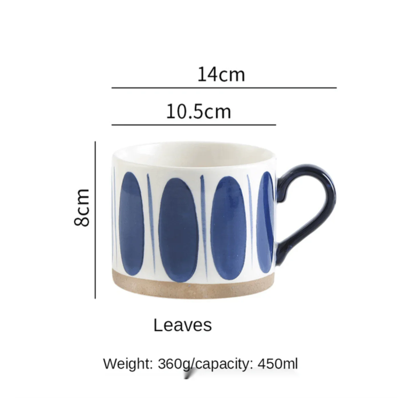 Japanese Style Ceramic Coffee Mug‚ Blue Leaves - Image 3