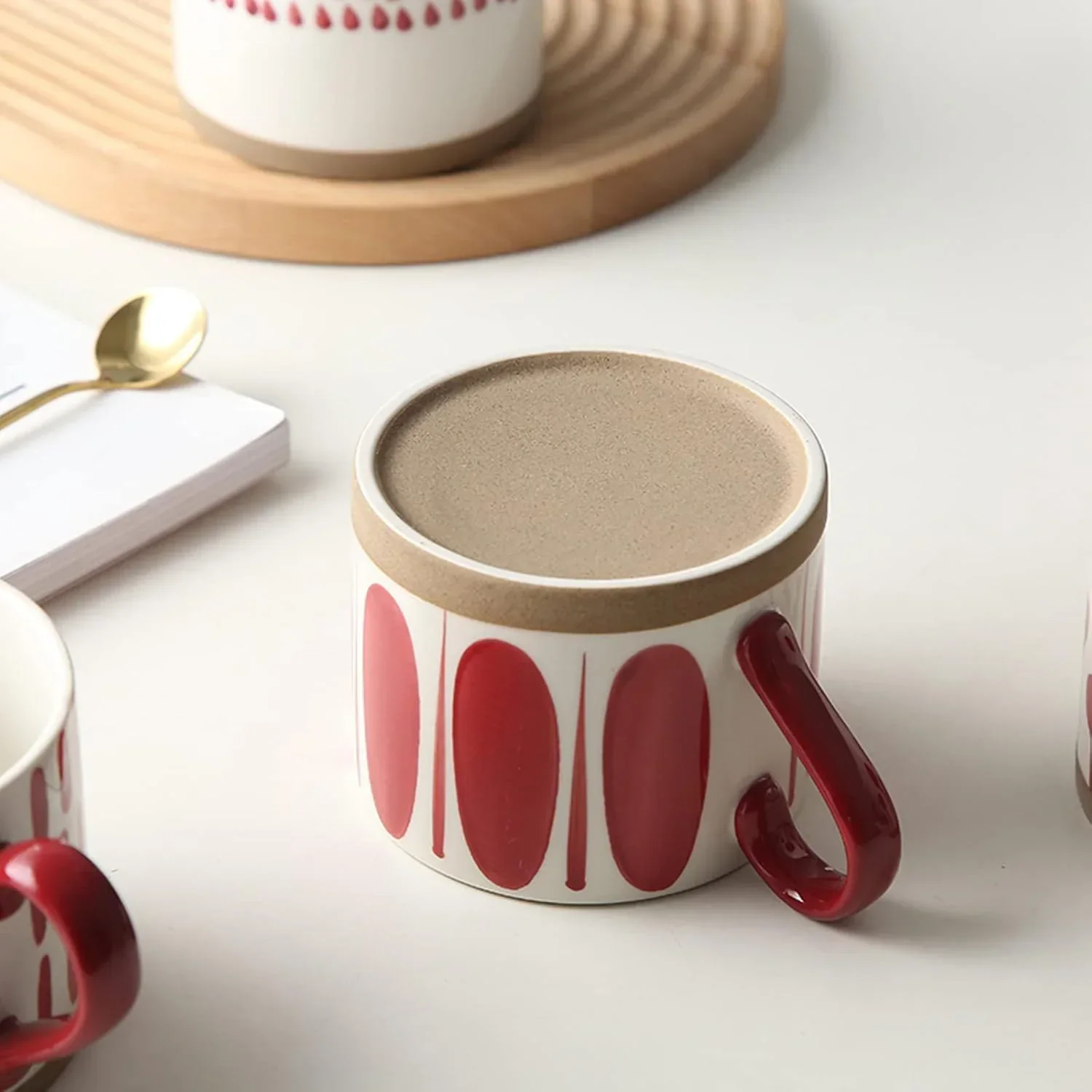 Japanese Style Ceramic Coffee Mug‚Äö Red Leaves - Image 2