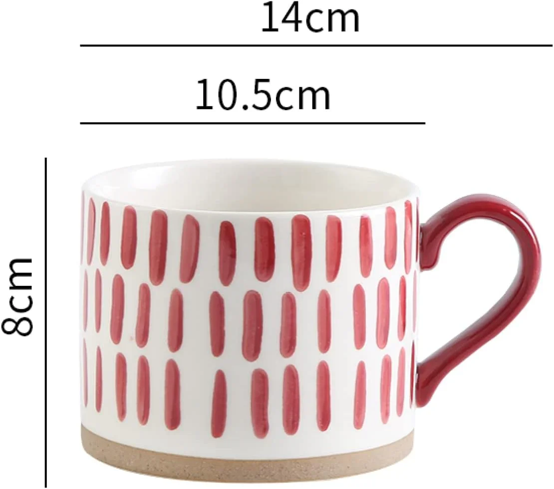 Japanese Style Ceramic Coffee Mug‚Äö Red Stripes - Image 2